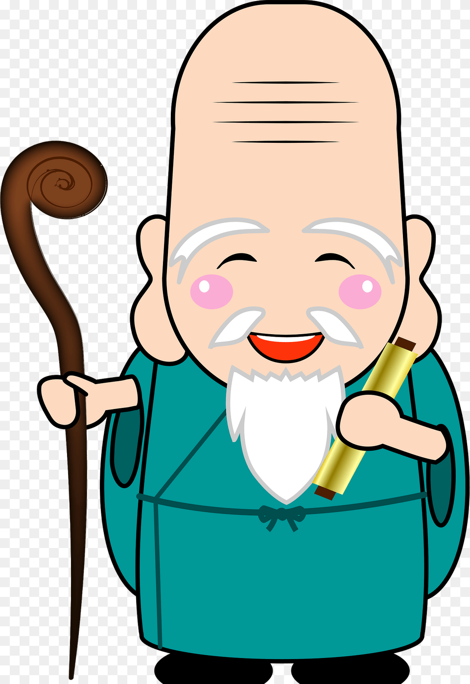 Fukurokuju God God Of Happiness Wealth And Longevity Clipart, Baby, Person, Stick, Face Free Png