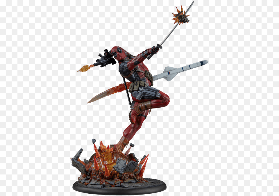 Full Body Marvel Comic Deadpool, Sword, Weapon, Figurine, Person Free Transparent Png