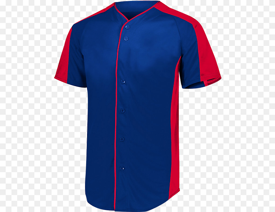 Full Button Baseball Jersey 1655 Navy Red Active Shirt, Clothing Png
