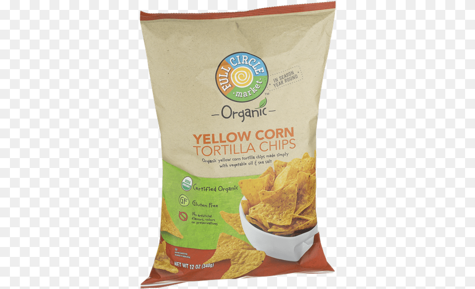 Full Circle Tortilla Chip Yellow Organic, Food, Snack, Bread Png Image