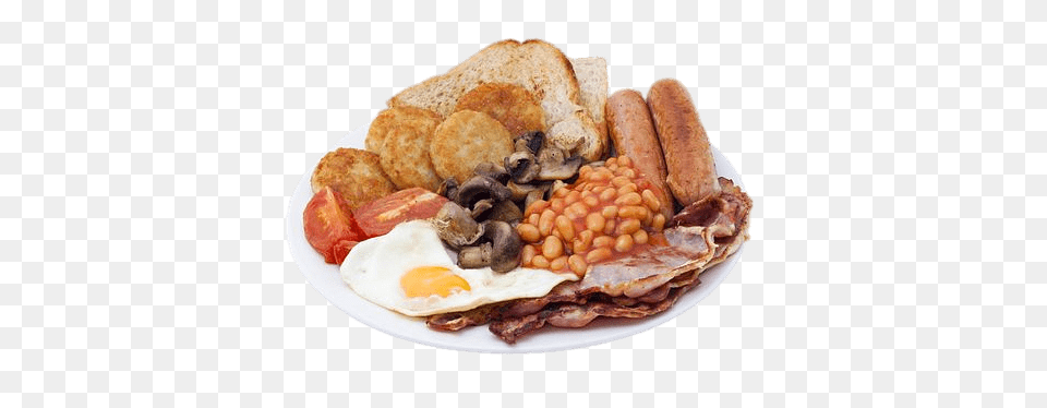 Full English Breakfast With Potato Rstis, Food, Hot Dog, Brunch, Bread Png Image