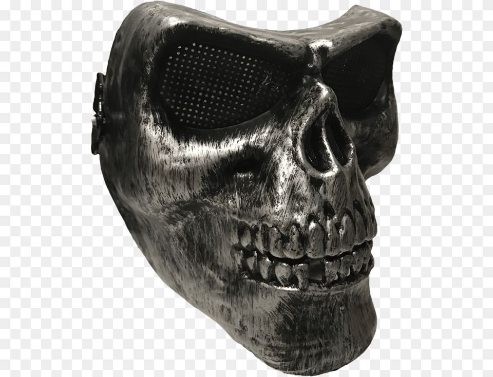 Full Face Silver Airsoft Skull Mask Skull, Head, Person, Accessories, Goggles Free Transparent Png