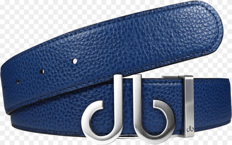 Full Grain Leather Belt In Blue With Brushed Silver, Accessories, Buckle Png