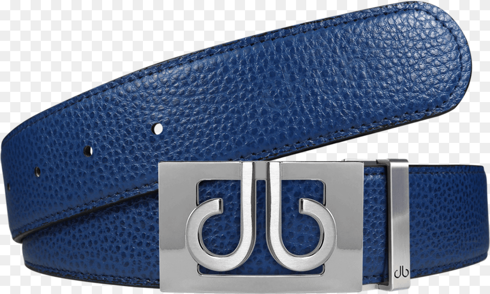 Full Grain Leather Belt In Blue With Silver Db Thru Db Belt, Accessories, Buckle Free Transparent Png