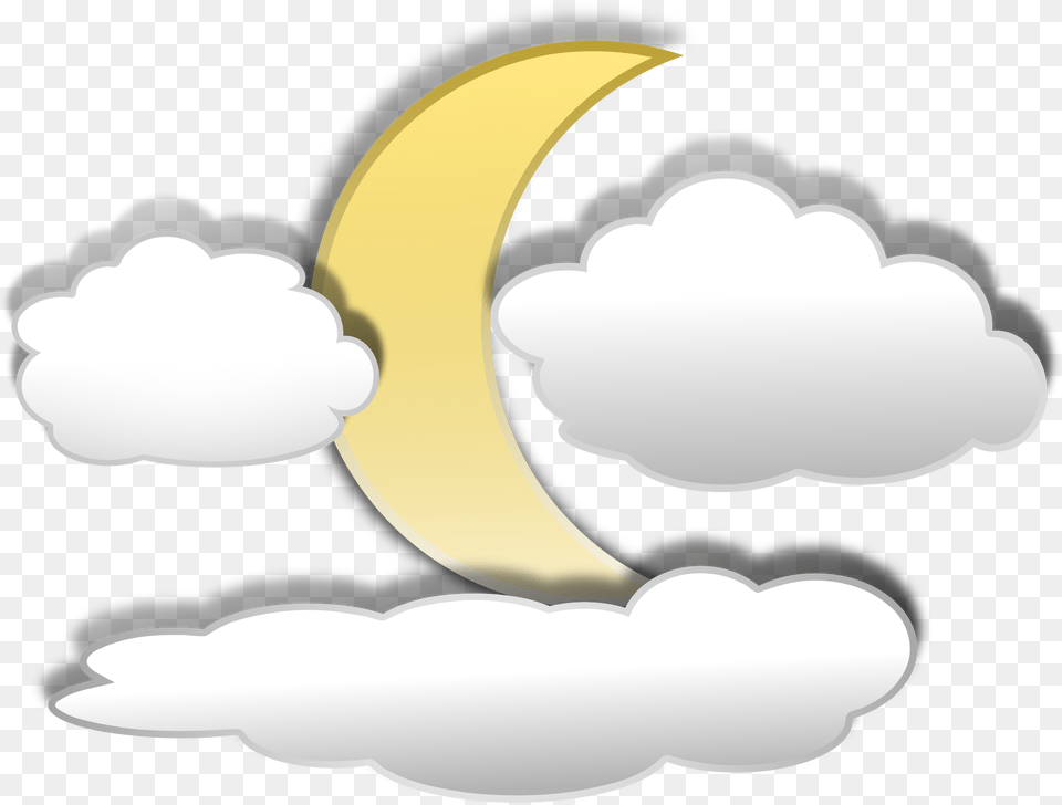 Full Moon With Clouds Clipart, Banana, Produce, Food, Fruit Png Image