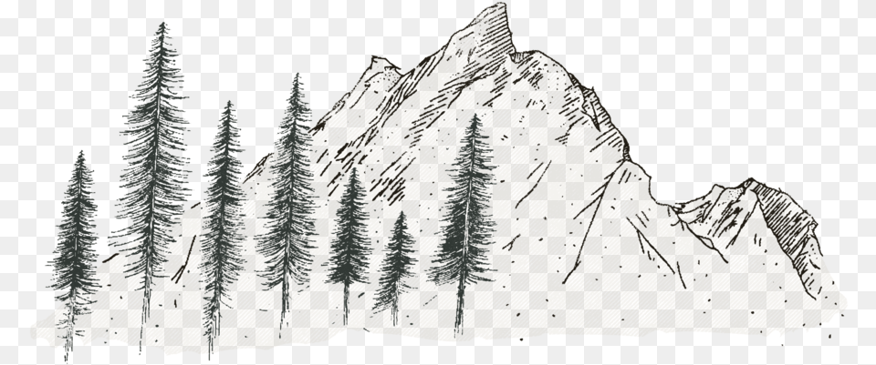 Full Mountain 01 Sketch, Outdoors, Tree, Peak, Nature Free Png Download