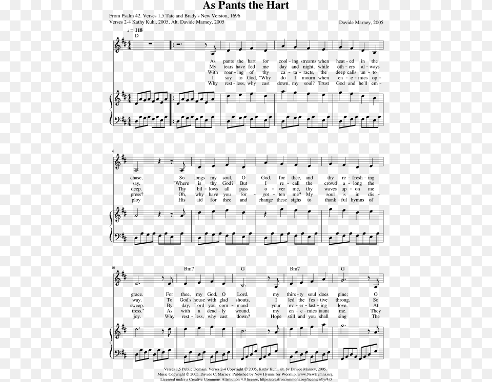 Full Score Pants The Hart For Cooling Streams Sheet Music, Gray Free Transparent Png