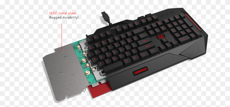 Full Secc Metal Plate Asus Cerberus Gaming Keyboard, Computer, Computer Hardware, Computer Keyboard, Electronics Png