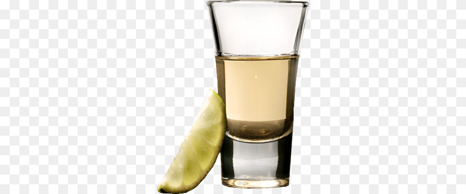 Full Shot Glass Shot Glass With Lime, Alcohol, Liquor, Tequila, Beverage Png Image