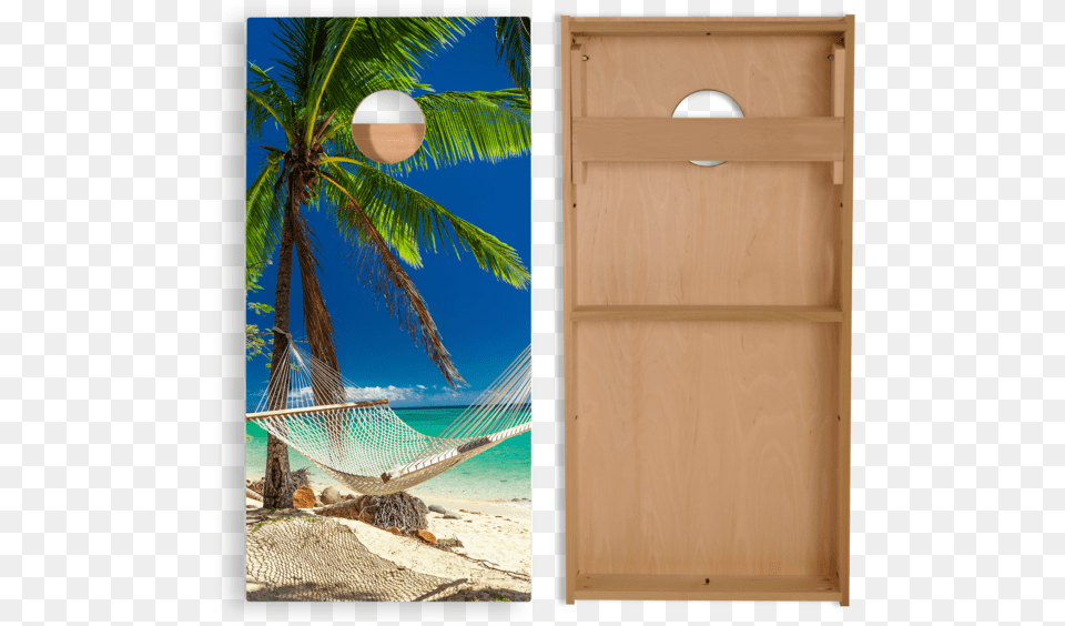 Full Size Hammock On The Beach Tropical Cornhole Boards Hammock Next To The Beach, Furniture, Summer, Outdoors, Nature Free Transparent Png