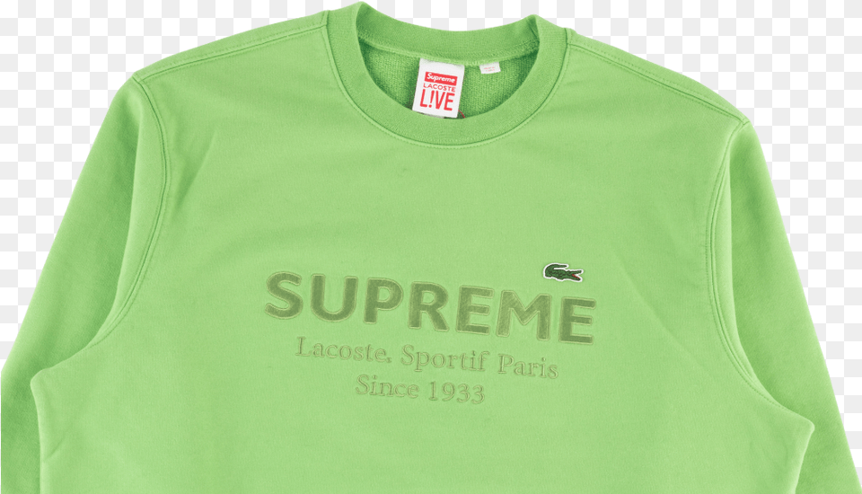 Full Size Image Supreme Lacoste Crewneck Green, Clothing, Long Sleeve, Shirt, Sleeve Free Png Download