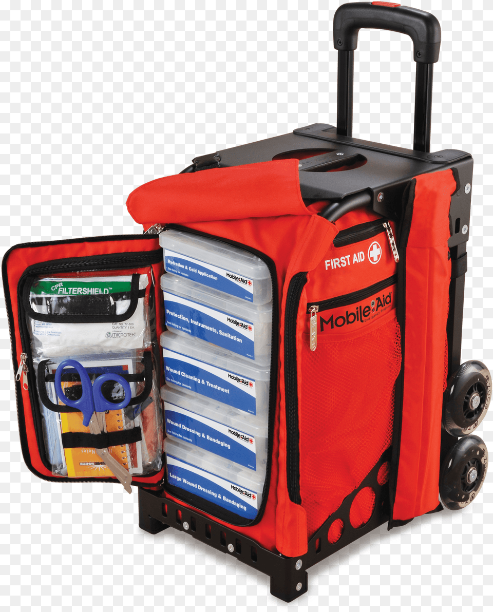 Fully Loaded Mobileaid Easy Roll Hi Visibility Trauma First Aid Kit With Wheels, First Aid, Baggage, Machine Free Transparent Png