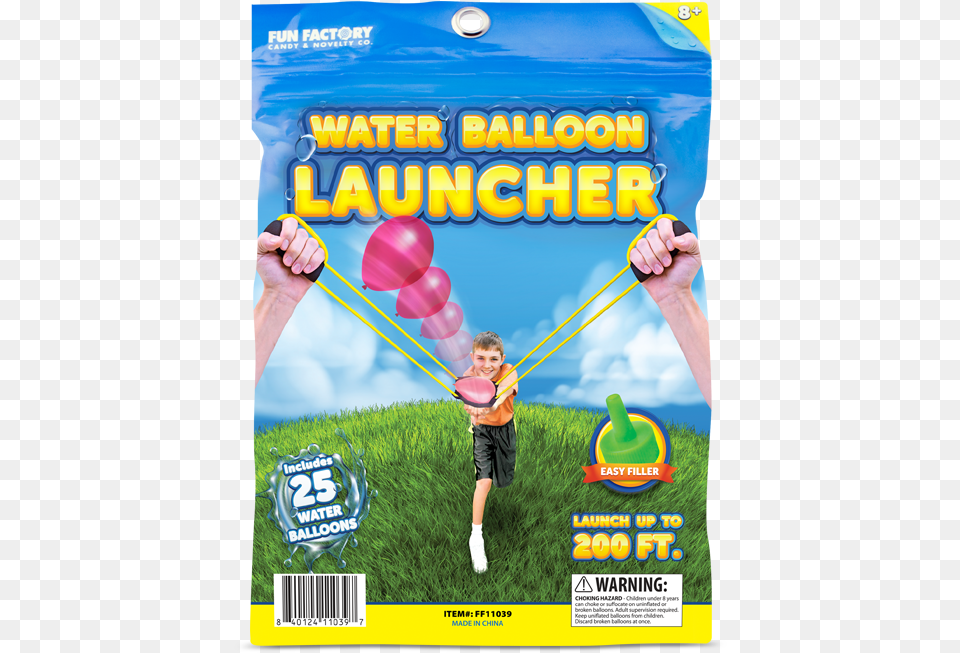 Fun Factory Candy Water Balloon Launcher Water Balloon, Advertisement, Boy, Child, Male Png Image