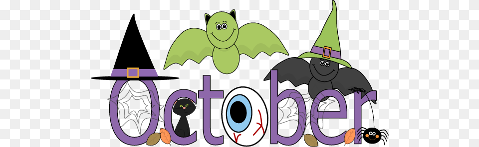 Fun Month Of October Halloween Scene Clip Art Calendar Topper, Animal, Bear, Mammal, Wildlife Png Image