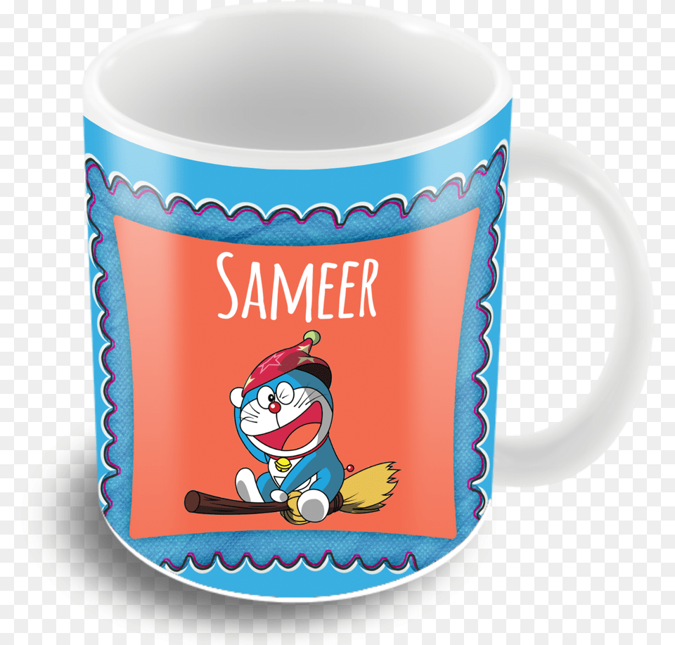 Funcart Doraemon Ceramic Coffee Mugtitle Funcart, Cup, Baby, Person, Beverage Png Image