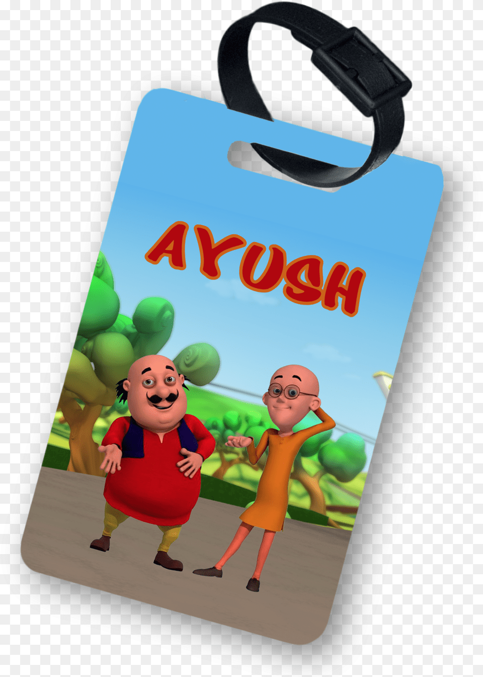 Funcart Motu Patlu Theme Luggage Tagtitle Funcart Unicorn Theme Tag For Birthday, Person, Baby, Footwear, Clothing Free Png Download