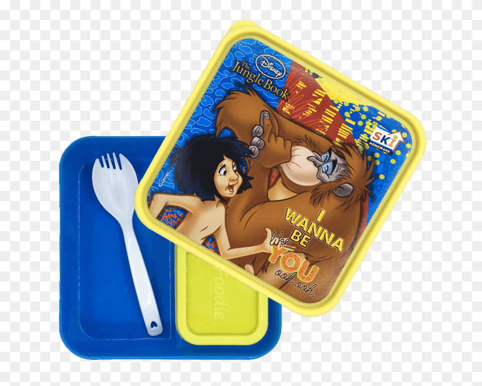 Funcart Red And Green Rectangular The Jungle Book Lunch Cartoon, Fork, Cutlery, Food, Meal Png Image