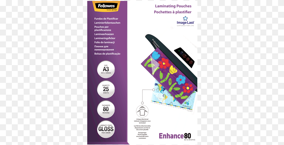 Fundas De Plastificar Brillo A3 80 Micras Fellowes Imagelast 80 Micron Laminating Pouch, Advertisement, Poster Free Png