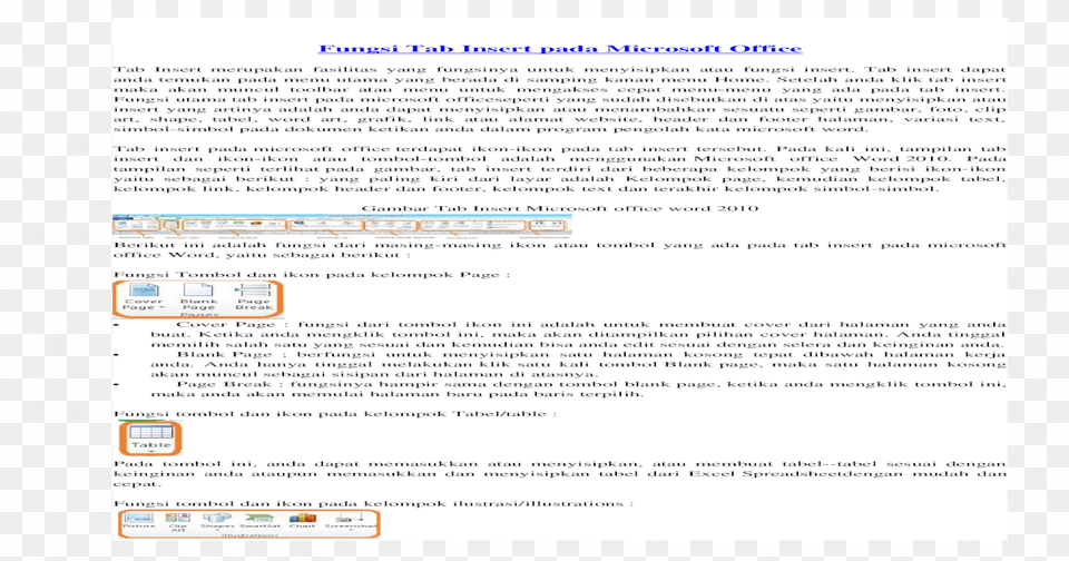 Fungsi Tab Insert Pada Microsoft Office Document, Page, Text Png Image