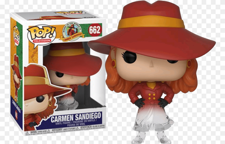 Funko Carmen Sandiego Pop Carmen Sandiego, Clothing, Hat, Person, Face Free Transparent Png