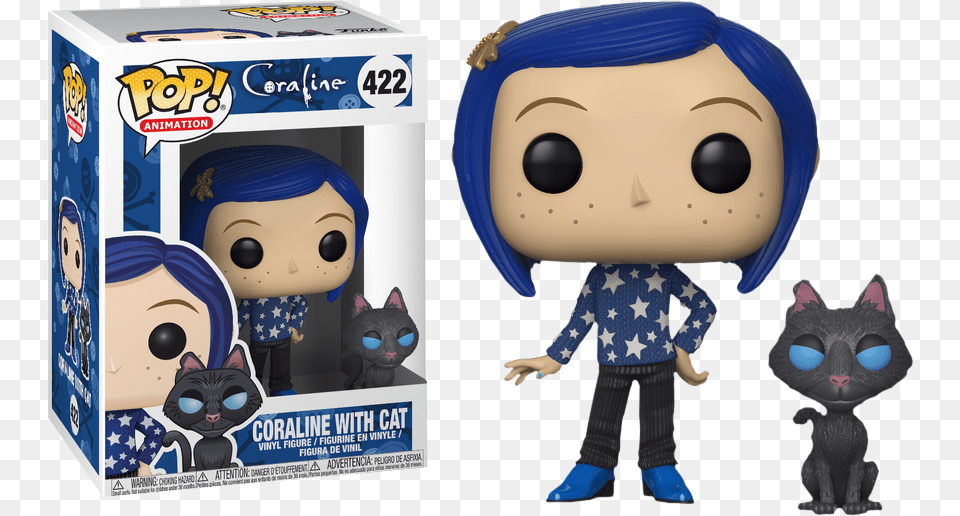 Funko Coraline With Cat, Head, Person, Face, Pet Png