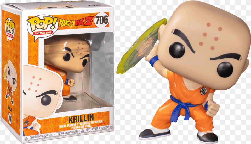 Funko Dragon Ball Z Vinyl Funko Pop Dragon Ball Krilin, Figurine, Toy, Face, Head Png