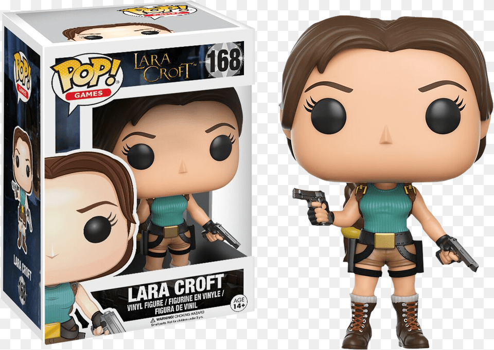 Funko Lara Croft, Gun, Weapon, Figurine, Book Free Png