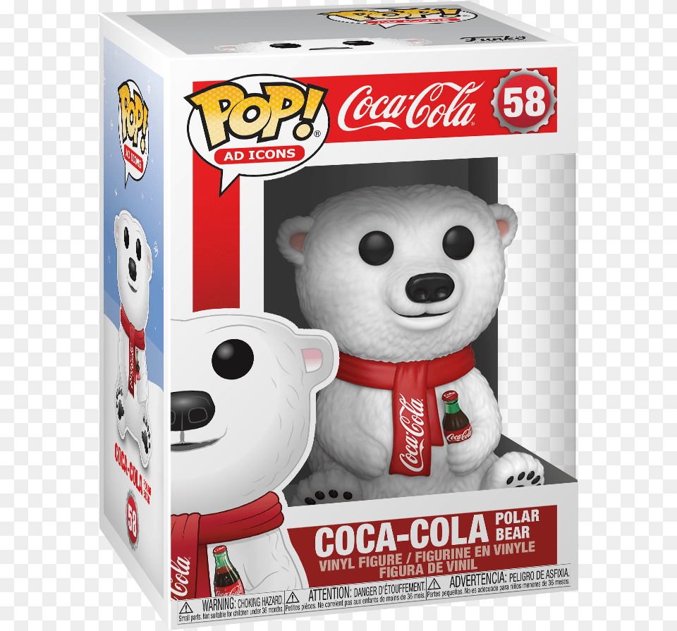 Funko Pop Ad Icons Coca Cola Polar Bear Coca Cola Bear Funko Pop, Plush, Toy, Teddy Bear, Box Png