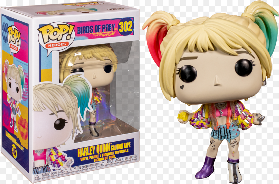Funko Pop Birds Of Prey 2020 Harley Quinn In Caution Tape Jacket 302 Birds Of Prey Funko Pop, Doll, Figurine, Toy, Face Png Image