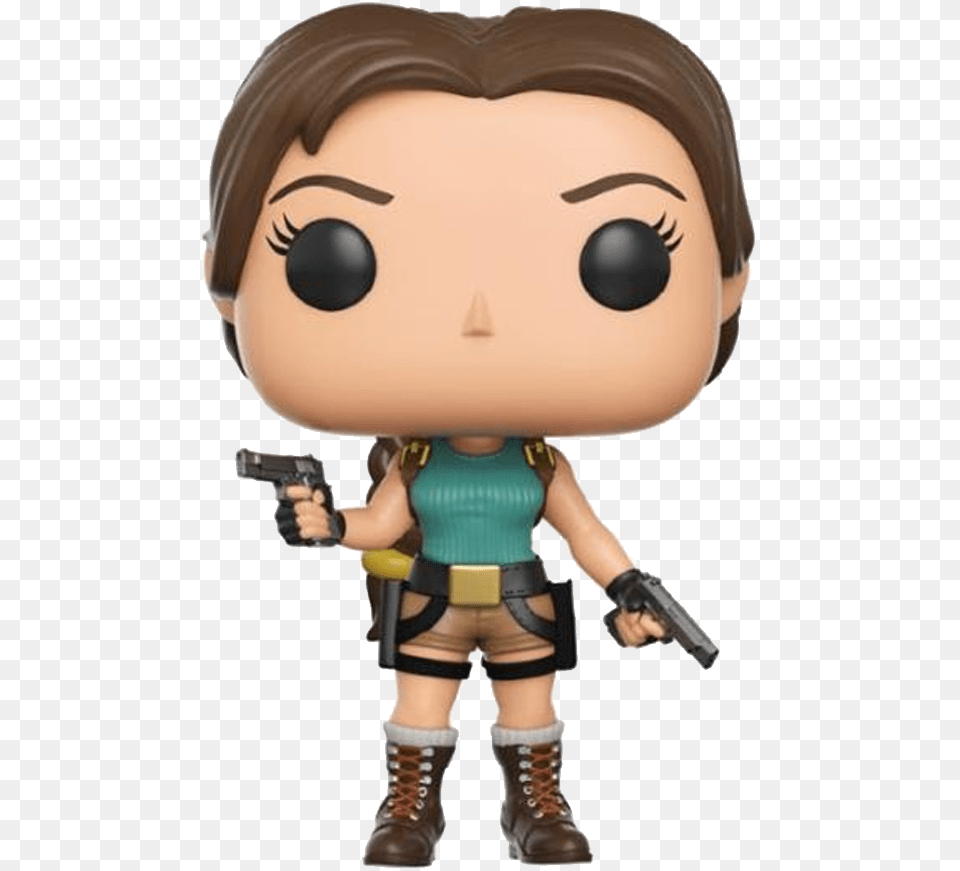Funko Pop Lara Croft Tomb Raider Original Outfit Figure Lara Croft Funko Pop, Firearm, Gun, Handgun, Weapon Png