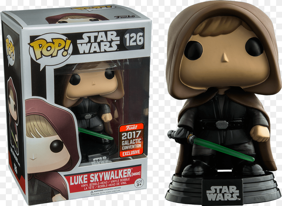 Funko Pop Luke Skywalker Hooded, Figurine, Toy, Face, Head Free Transparent Png