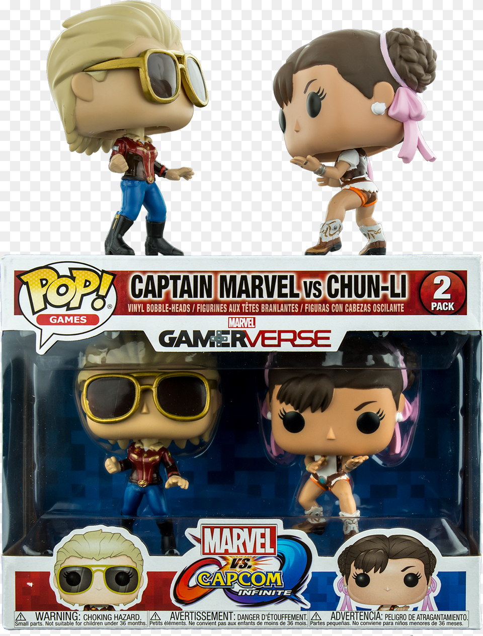 Funko Pop Marvel Vs Capcom Chun Li Vs Captain Marvel Funko, Toy, Figurine, Doll, Accessories Png
