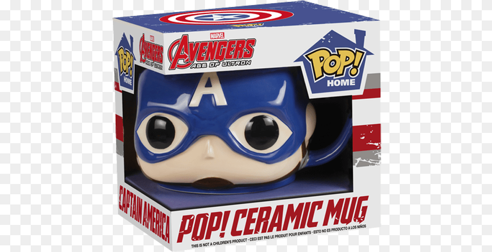 Funko Pop Mug Captain America, Box, Accessories, Goggles Free Png