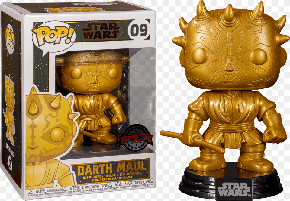 Funko Star Wars Gold Darth Maul Funko Pop, Toy, Figurine, Animal, Mammal Free Png Download