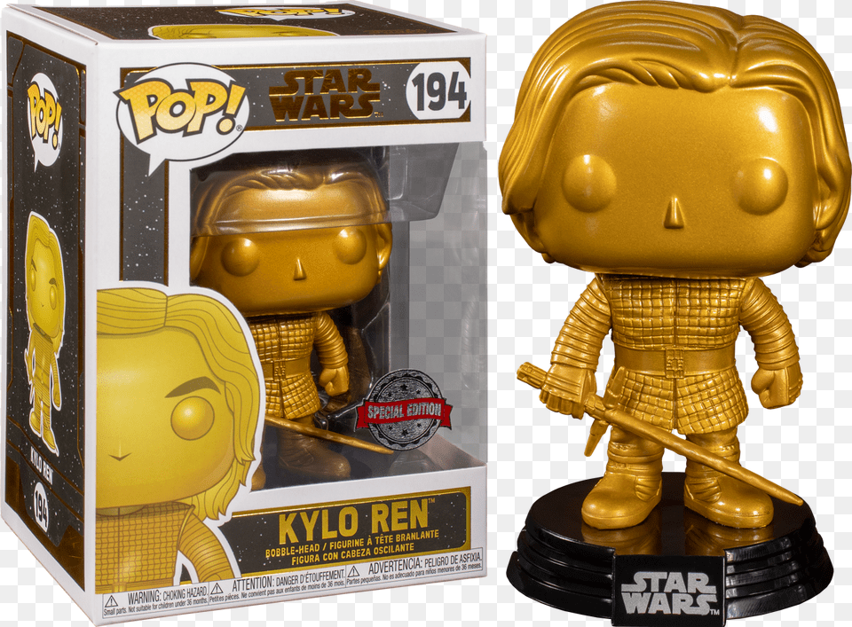 Funko Star Wars Gold Kylo Ren Funko Pop, Toy, Person, Face, Head Png Image