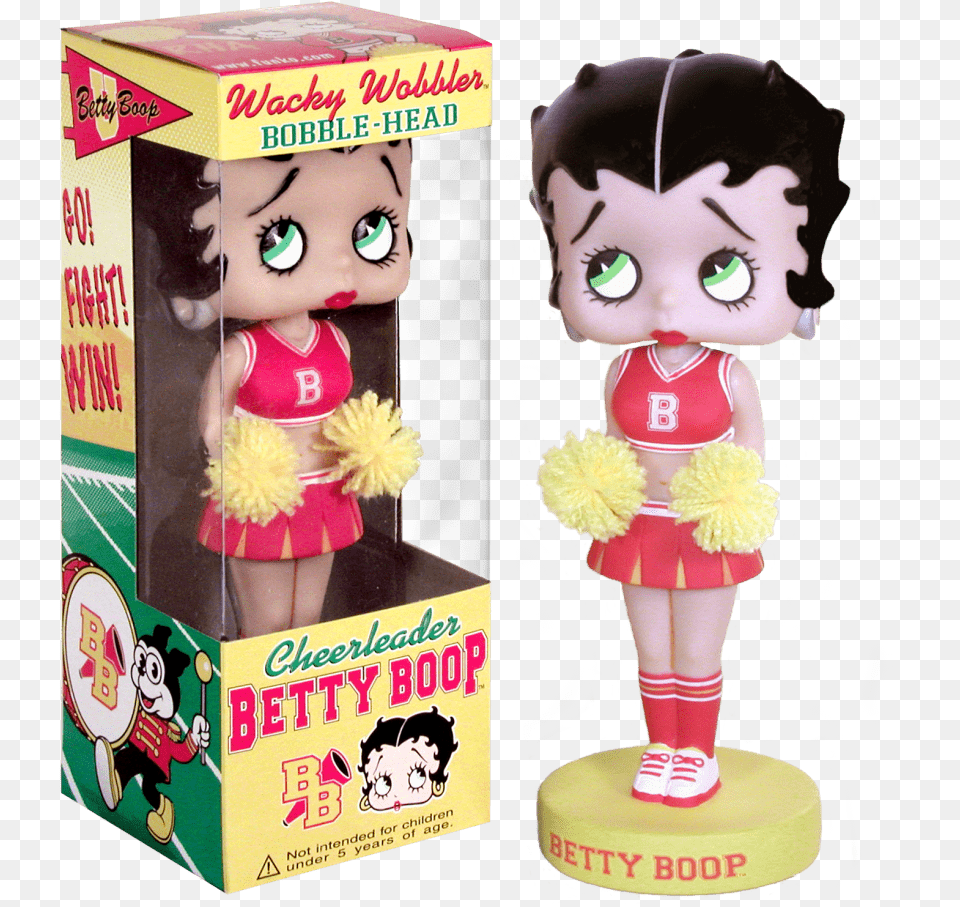 Funko Wacky Wobbler Betty Boop Cheerleader, Doll, Toy, Face, Head Png