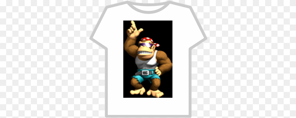 Funky Kong Black Hair Roblox T Shirt, Clothing, T-shirt, Baby, Person Free Transparent Png