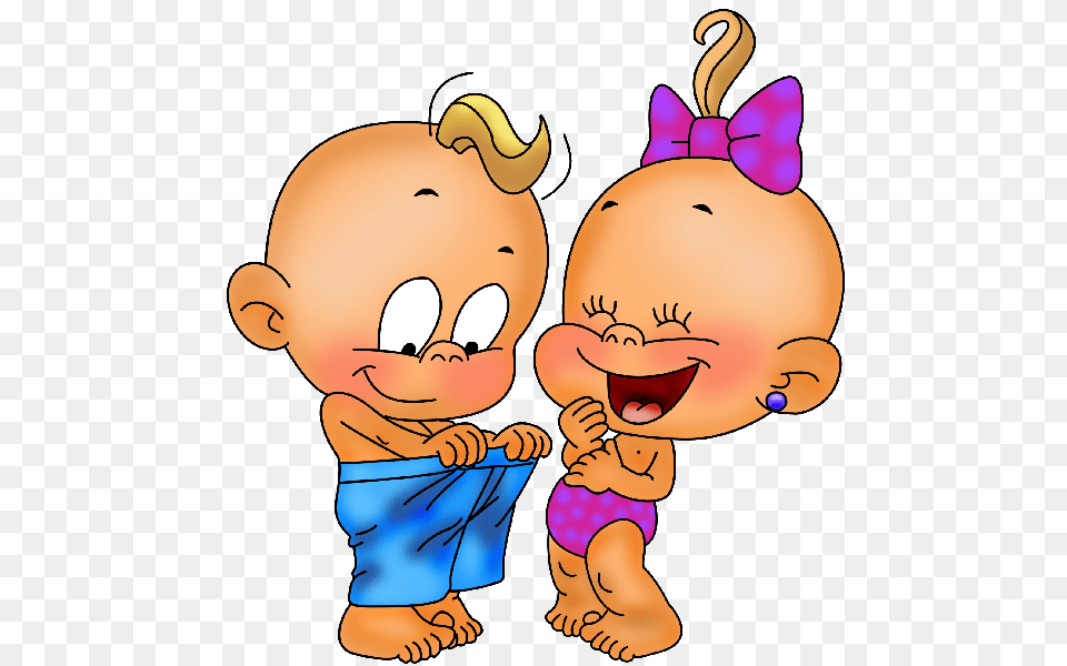 Funny Baby Boy And Girl Playing Clip Art All Cartoon Baby, Person, Face, Head Free Transparent Png
