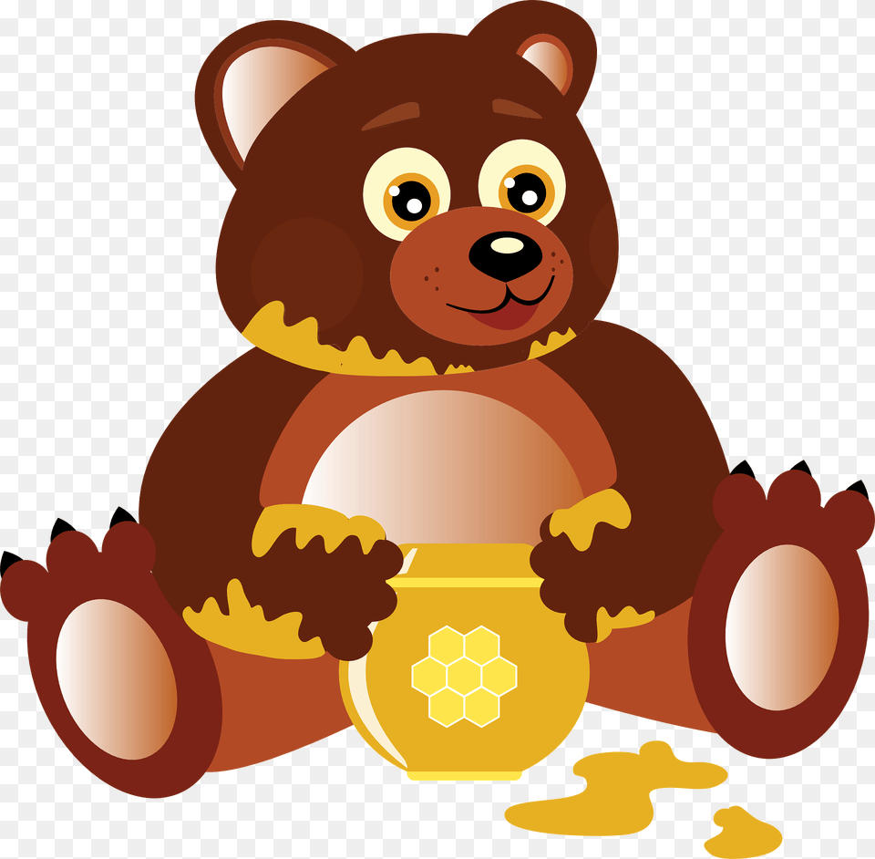 Funny Bear With Honey Clipart, Animal, Mammal, Wildlife Free Png