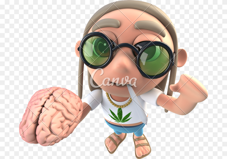 Funny Brain Images 3d Funny Cartoon Hippy Stoner Character Holding, Photography, Accessories, Baby, Person Png