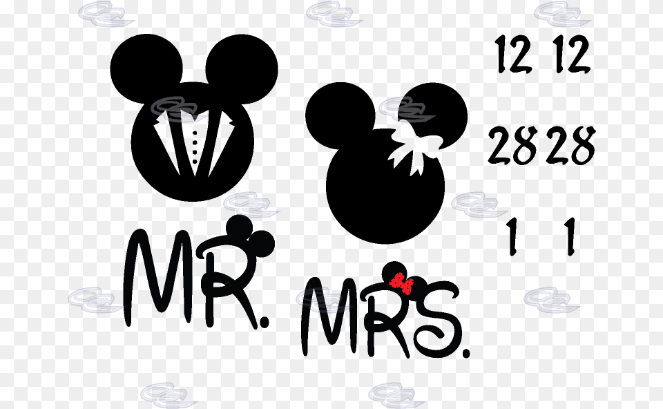 Funny Bride And Groom Silhouette Mickey Bride And Groom, Blackboard Free Png Download