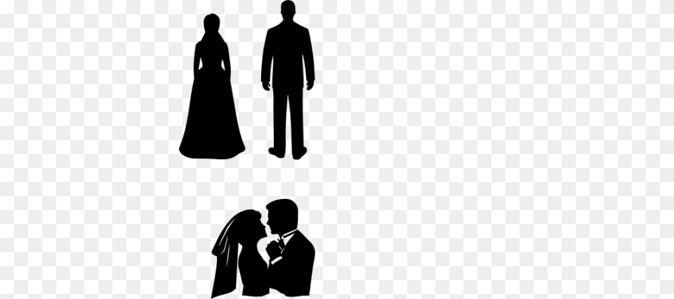 Funny Bride And Groom Silhouette Silhouette Bride With Bouquet, Adult, Person, Man, Male Free Png