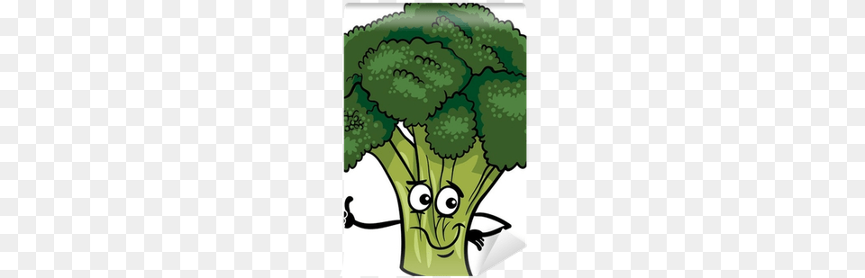 Funny Broccoli Vegetable Cartoon Illustration Wall Funny Broccoli, Food, Plant, Produce, Dynamite Free Png