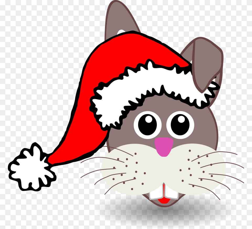 Funny Bunny Face Vector Svg Christmas Hat Clipart, Head, Person, Animal, Mammal Png Image
