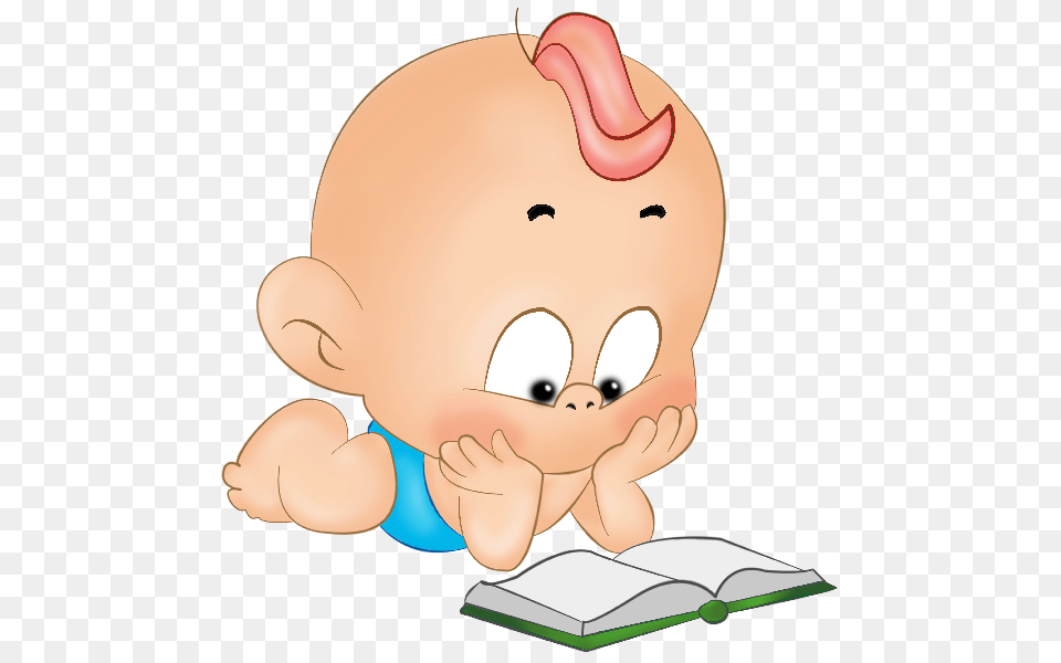 Funny Cartoon Baby Boy Clipart, Person, Reading, Face, Head Free Png