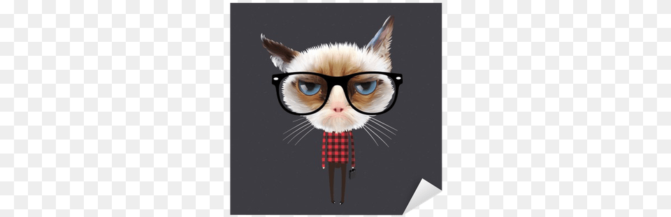 Funny Cartoon Cat Vector Eps10 Illustration Grumpy Kitty Cat T Shirt T Shirt, Accessories, Glasses, Animal, Mammal Png