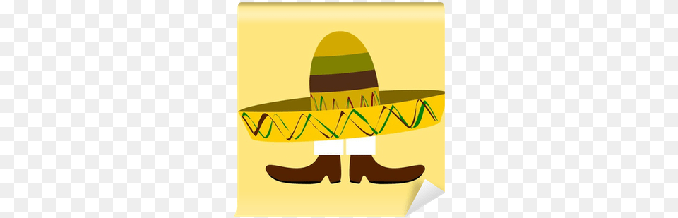Funny Cartoon With Large Sombrero Covering Mans Body Sombrero, Clothing, Hat Png Image