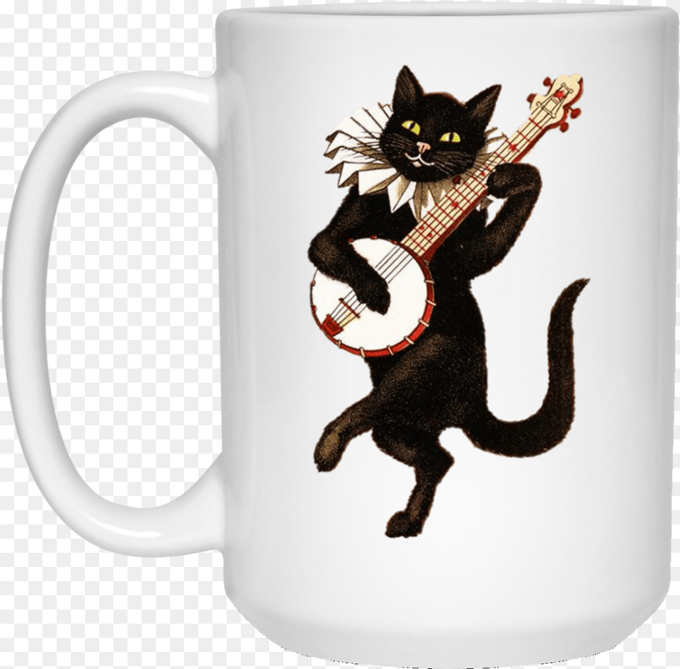 Funny Cat, Cup, Musical Instrument, Guitar, Mammal Png Image