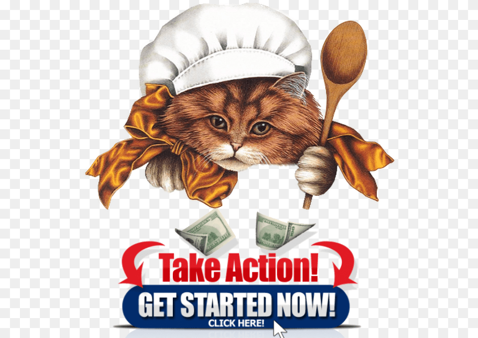 Funny Cat Amp Dog Videos Compilation January 2017 Funny Chef Cat, Spoon, Cutlery, Advertisement, Person Free Png Download