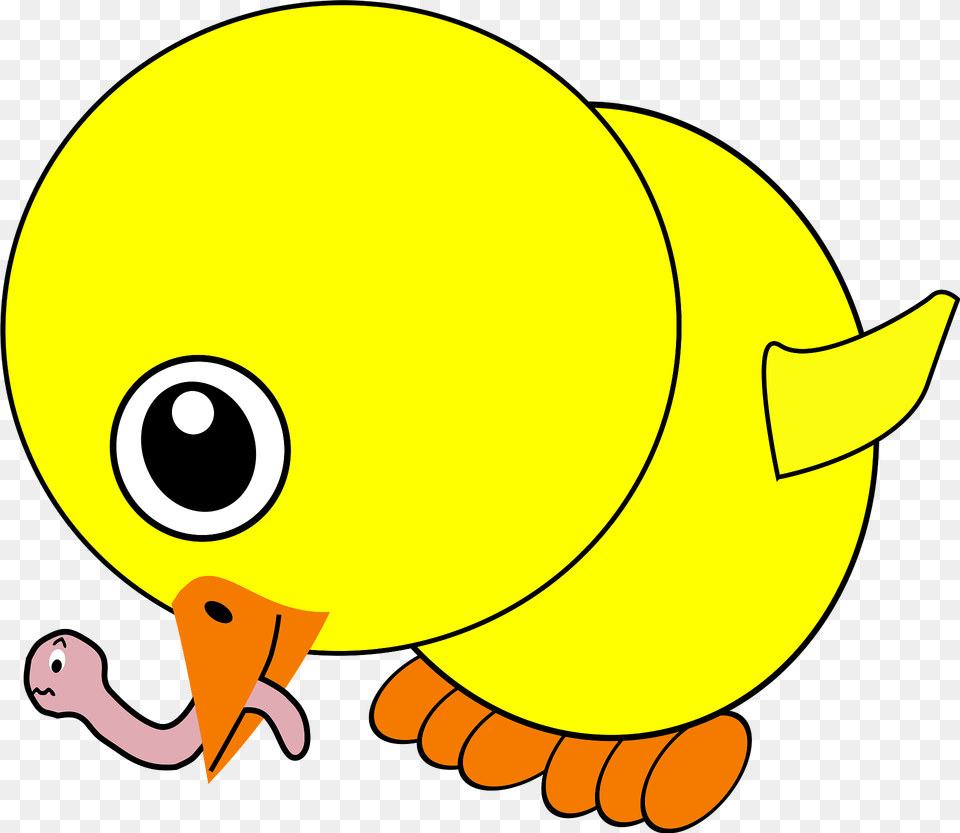 Funny Chick Eating Earthworm Clipart, Animal, Bird, Fish, Sea Life Free Transparent Png